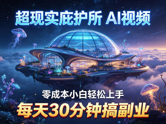 超现实庇护所AI视频项目拆解，零成本小白轻松上手，每天30分钟搞副业-御文网