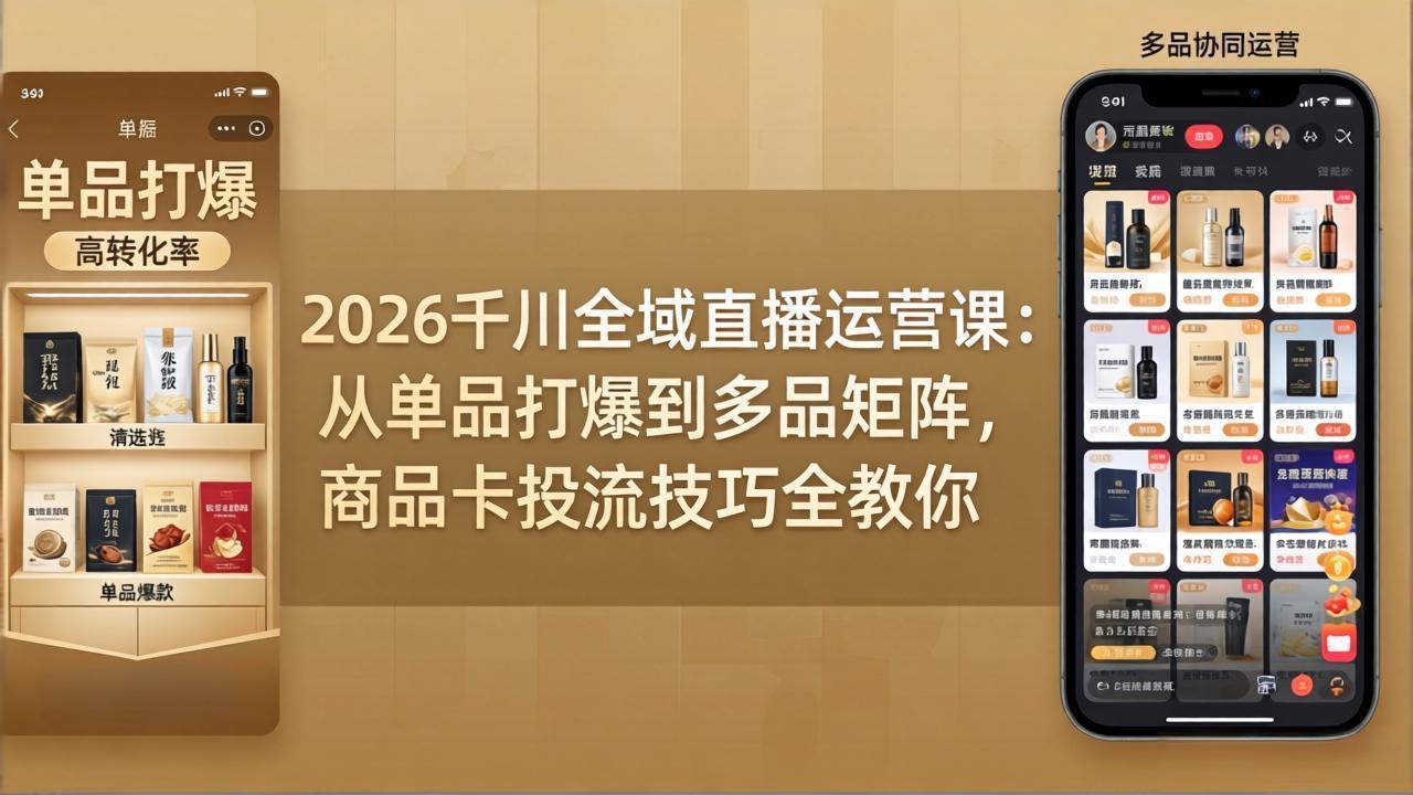 2026千川全域直播运营课：从单品打爆到多品矩阵，商品卡投流技巧全教你-御文网