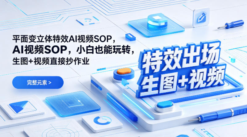 (特效出场)平面变立体特效AI视频SOP，小白也能玩转，生图+视频直接抄作业-御文网