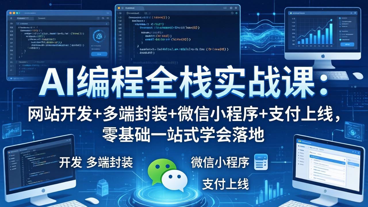 AI编程全栈实战课：网站开发+多端封装+微信小程序+支付上线，零基础一站式学会落地-御文网