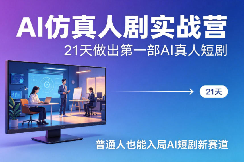AI仿真人剧实战营,21天做出第一部AI真人短剧,普通人也能入局AI短剧新赛道(更新)
