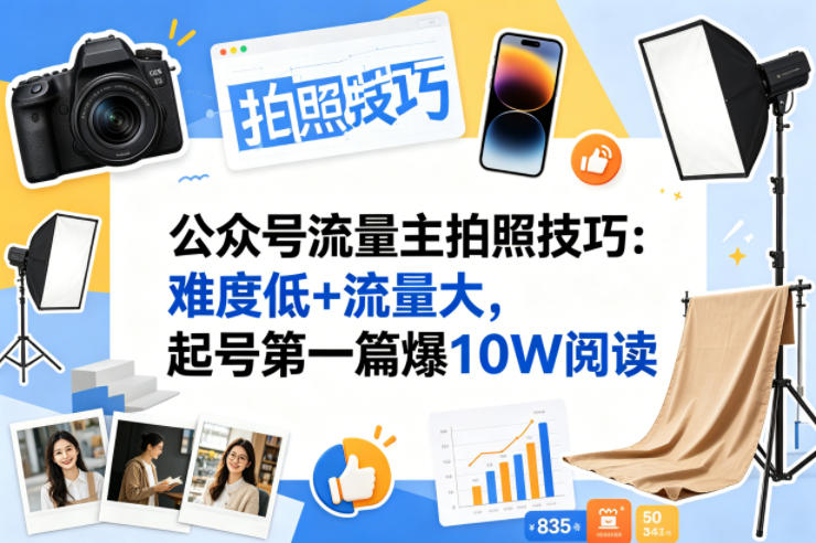 公众号流量主之拍照技巧赛道，难度低+流量大，起号第一篇就爆了10w阅读-御文网