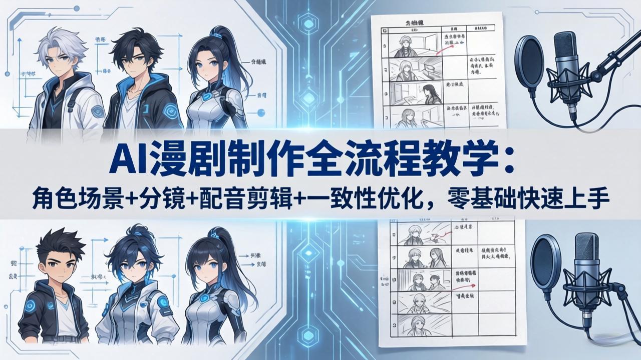 AI漫剧制作全流程教学：角色场景+分镜+配音剪辑+一致性优化，零基础快速上手-御文网