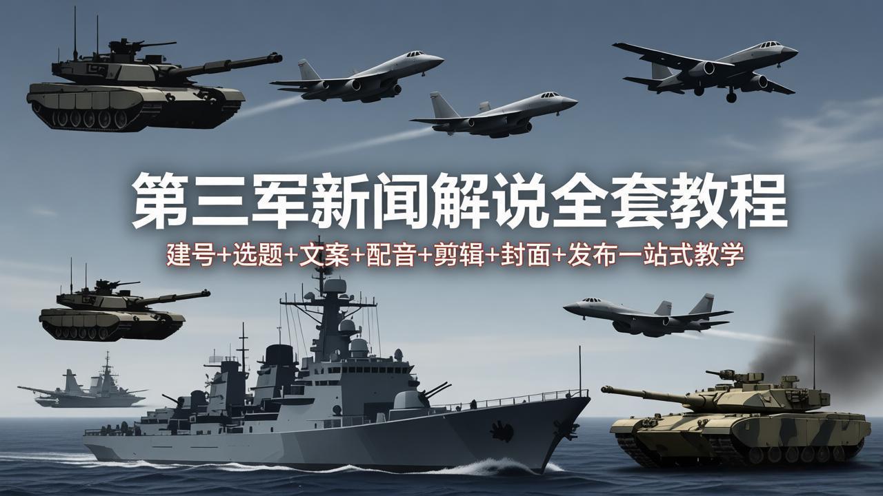 第三军迷新闻解说全套教程：建号+选题+文案+配音+剪辑+封面+发布一站式教学-御文网