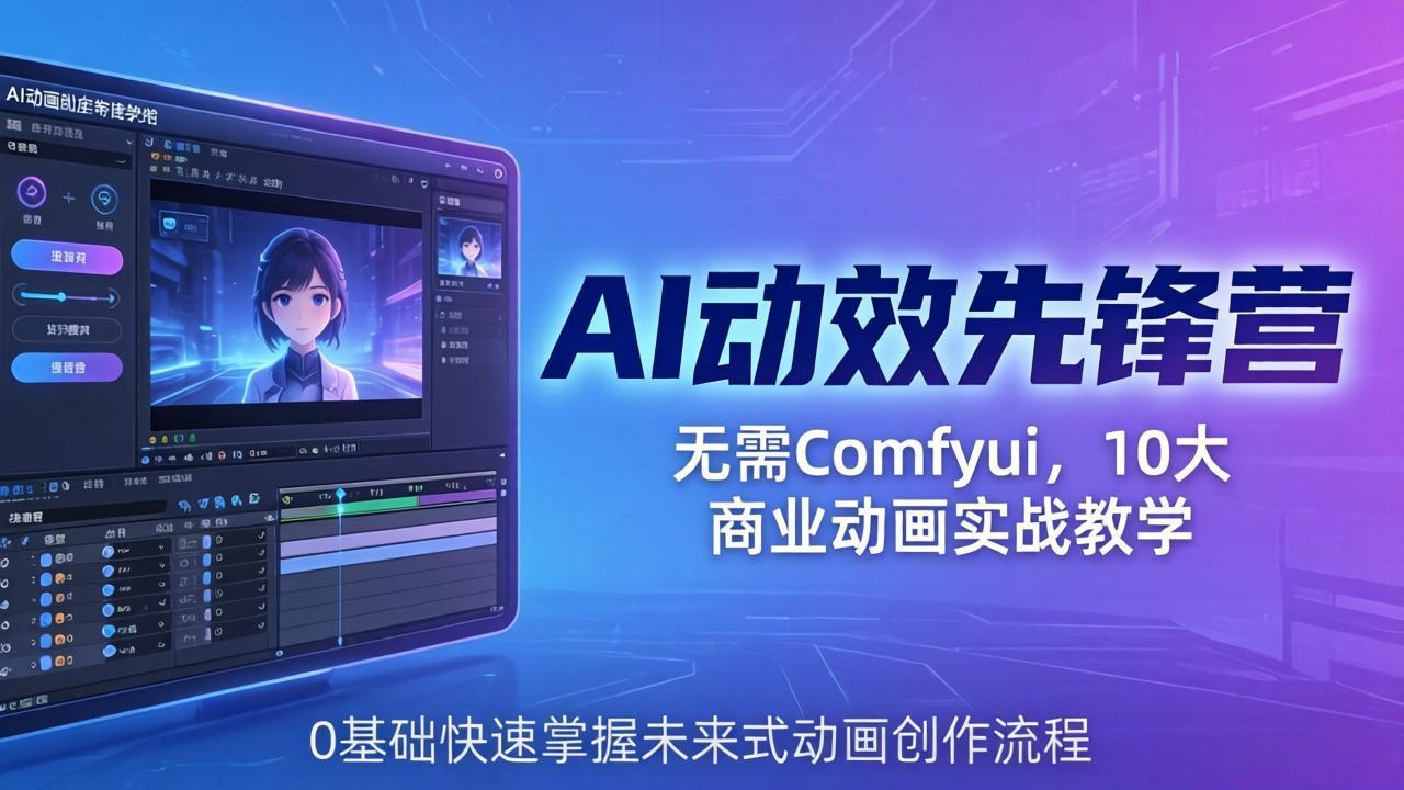 AI 动效先锋营：无需Comfyui，10大商业动画实战教学，0基础快速掌握未来式动画创作流程-御文网
