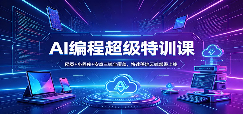 AI编程超级特训课：网页+小程序+安卓三端全覆盖，快速落地云端部署上线-御文网