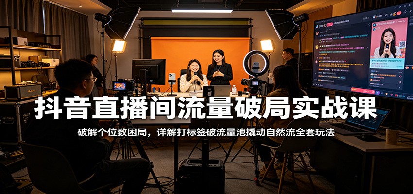 抖音直播间流量破局实战课：破解个位数困局，详解打标签破流量池撬动自然流全套玩法-御文网