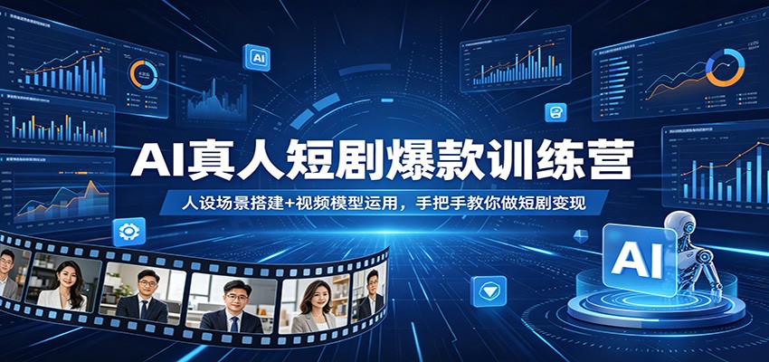 AI真人短剧爆款训练营：人设场景搭建+视频模型运用，手把手教你做短剧变现-御文网