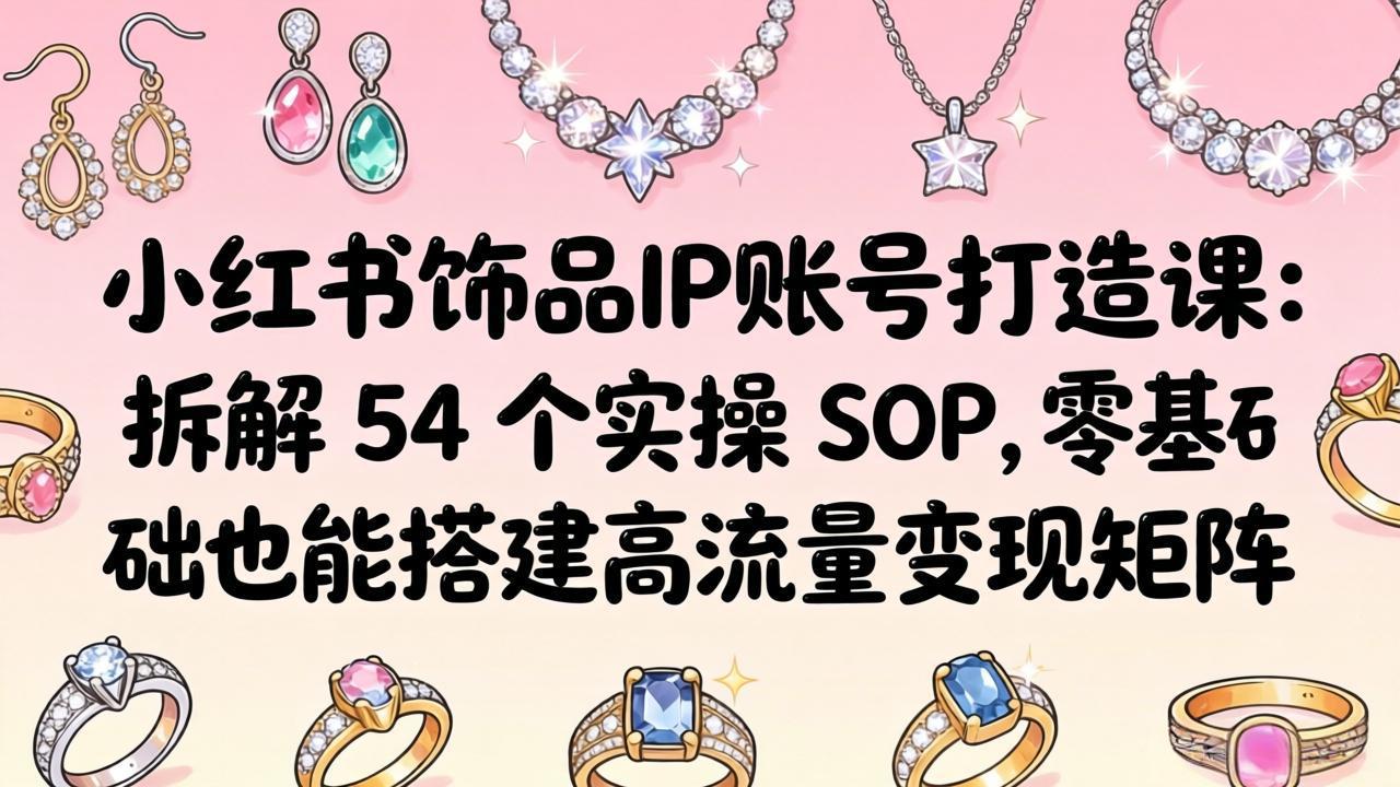 小红书饰品IP账号打造课：拆解 54 个实操 SOP，零基础也能搭建高流量变现矩阵-御文网