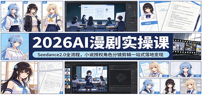 2026AI漫剧实操课：Seedance2.0全流程，小说授权角色分镜剪辑一站式落地变现-御文网