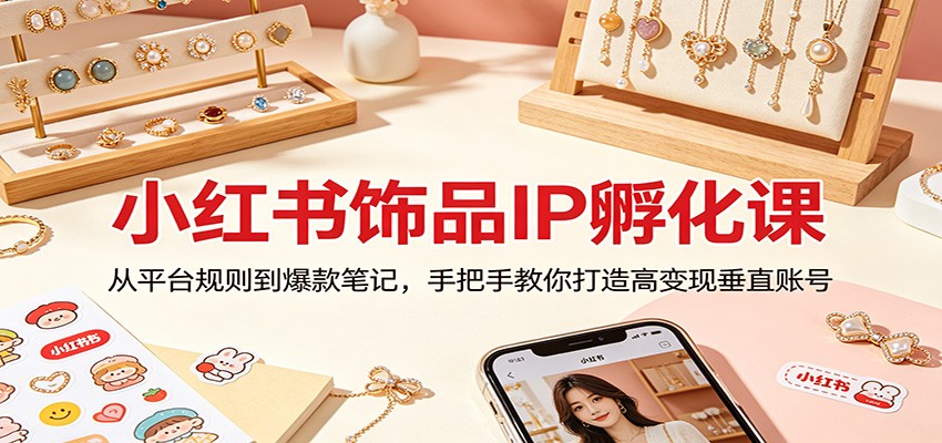 小红书饰品IP孵化课：从平台规则到爆款笔记，手把手教你打造高变现垂直账号-御文网