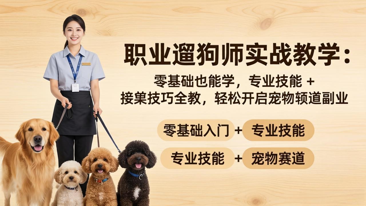 职业遛狗师实战教学：零基础也能学，专业技能 + 接单技巧全教，轻松开启宠物赛道副业-御文网