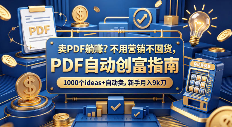 卖PDF躺賺？不用营销不囤货，PDF自动创富指南，1000个ideas+自动卖，新手月入9k刀【原创双语字幕】-御文网