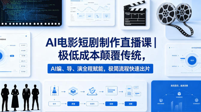 AI电影短剧制作直播课｜极低成本颠覆传统，AI编、导、演全程赋能，极简流程快速出片-御文网