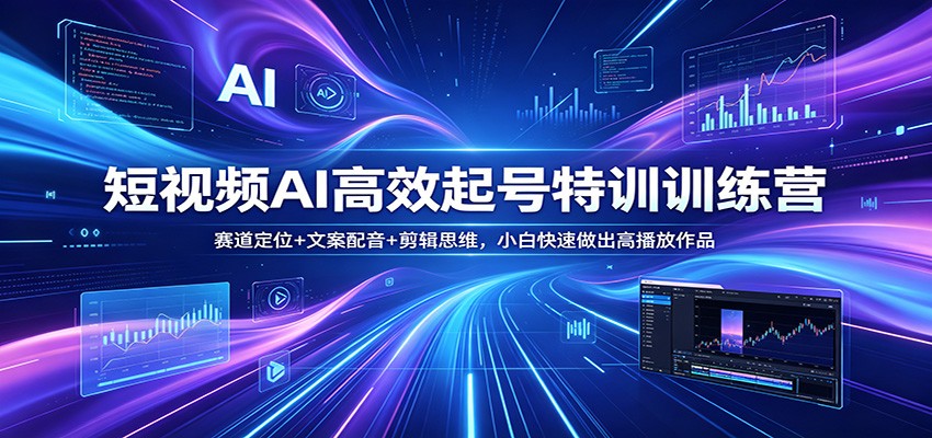 短视频AI高效起号特训训练营：赛道定位+文案配音+剪辑思维，小白快速做出高播放作品-御文网