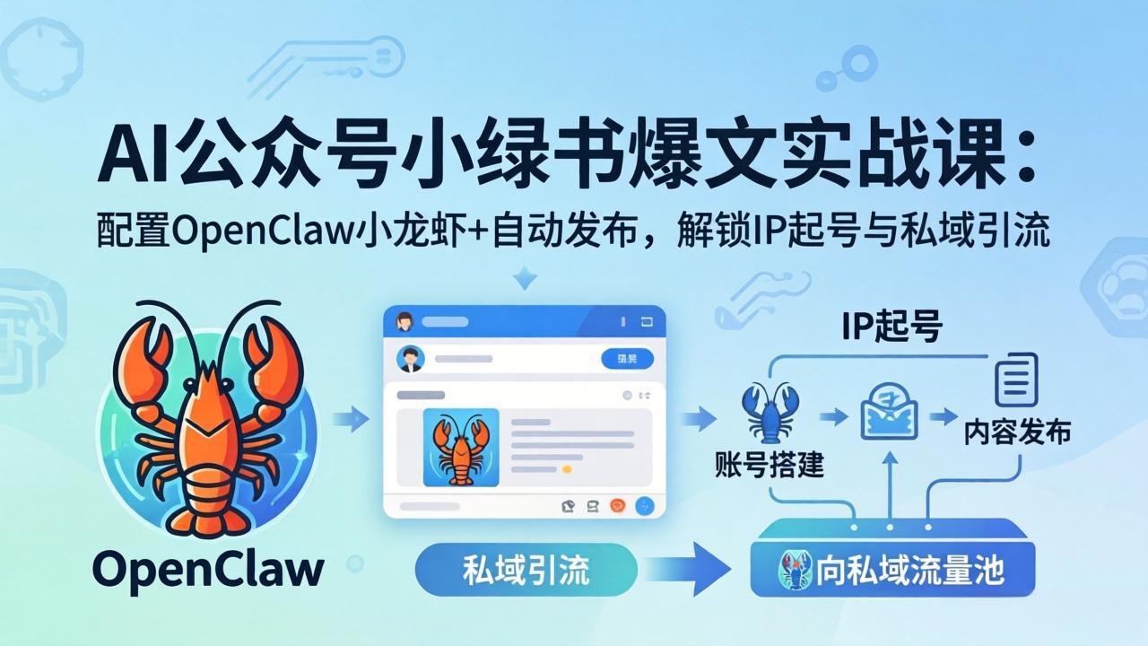 AI公众号小绿书变现实战课：小绿书爆文写作+OpenClaw自动发布，解锁IP起号与私域引流-御文网