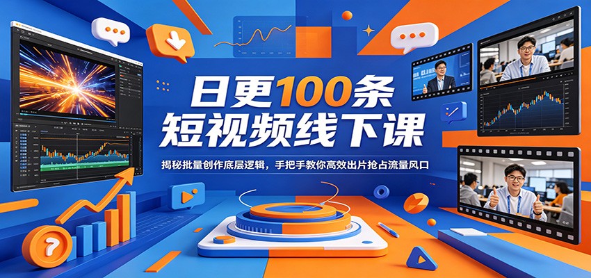 日更100条短视频线下课：揭秘批量创作底层逻辑，手把手教你高效出片抢占流量风口-御文网