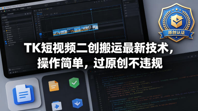 TK短视频二创搬运最新技术，操作简单，过原创不违规-御文网