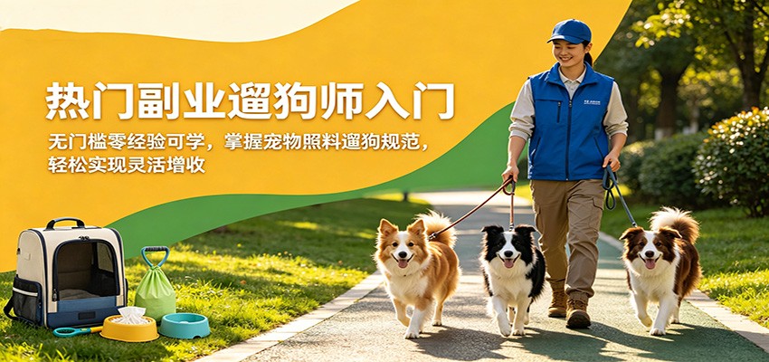 热门副业遛狗师入门，无门槛零经验可学，掌握宠物照料遛狗规范，轻松实现灵活增收-御文网