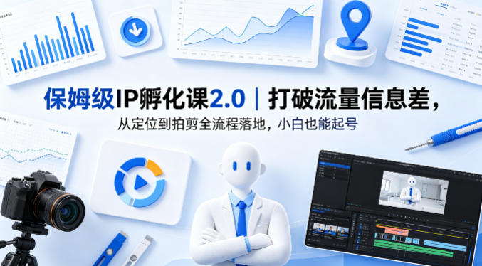 保姆级IP孵化课2.0｜打破流量信息差，从定位到拍剪全流程落地，小白也能起号-御文网