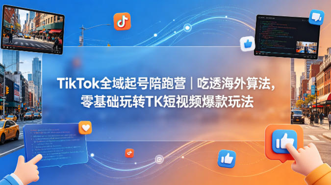 TikTok全域起号陪跑营｜吃透海外算法，零基础玩转TK短视频爆款玩法-御文网