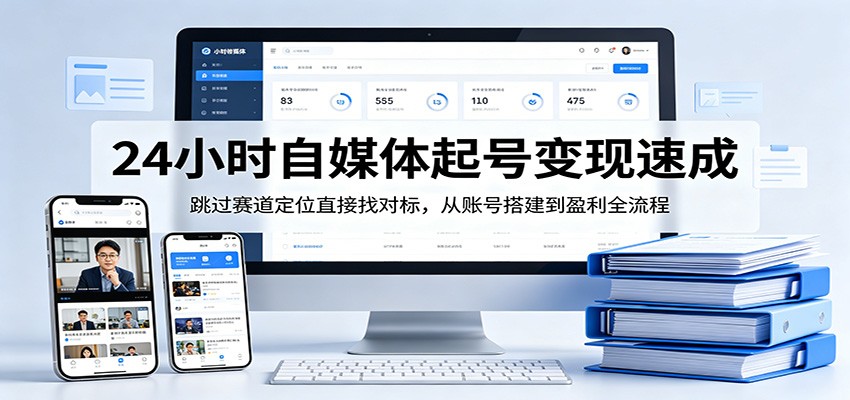 24小时自媒体起号变现速成，跳过赛道定位直接找对标，从账号搭建到盈利全流程-御文网