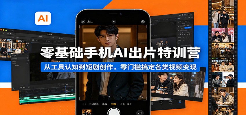 零基础手机AI出片特训营：从工具认知到短剧创作，零门槛搞定各类视频变现-御文网