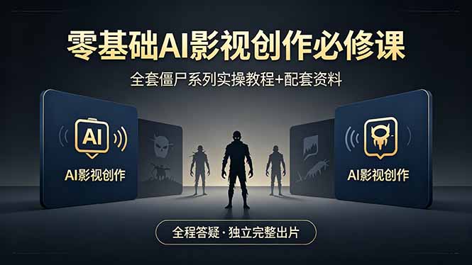 零基础AI影视创作必修课，全套僵尸系列实操教程加配套资料，全程答疑带你独立完整出片-御文网