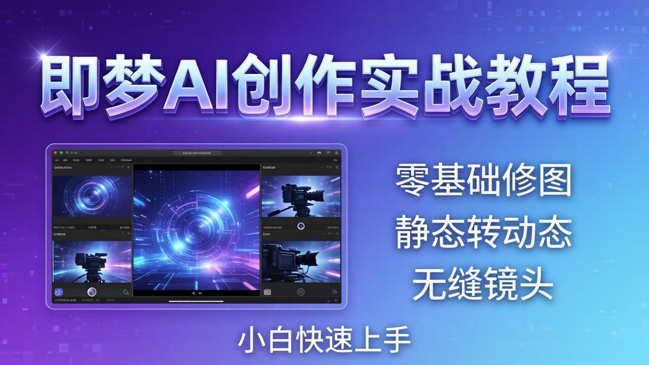 即梦AI创作实战教程，从零基础修图到AI导演，实战教学静态转动态+无缝镜头，小白快速上手-御文网