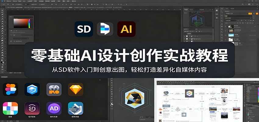 零基础AI设计创作实战教程：从SD软件入门到创意出图，轻松打造差异化自媒体内容-御文网