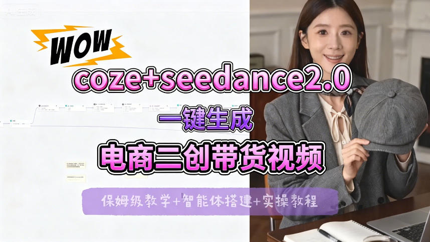 【Coze工作流搭建实操教程】seedance2.0+coze一键生成电商二创带货视频，全流程保姆级教学-御文网