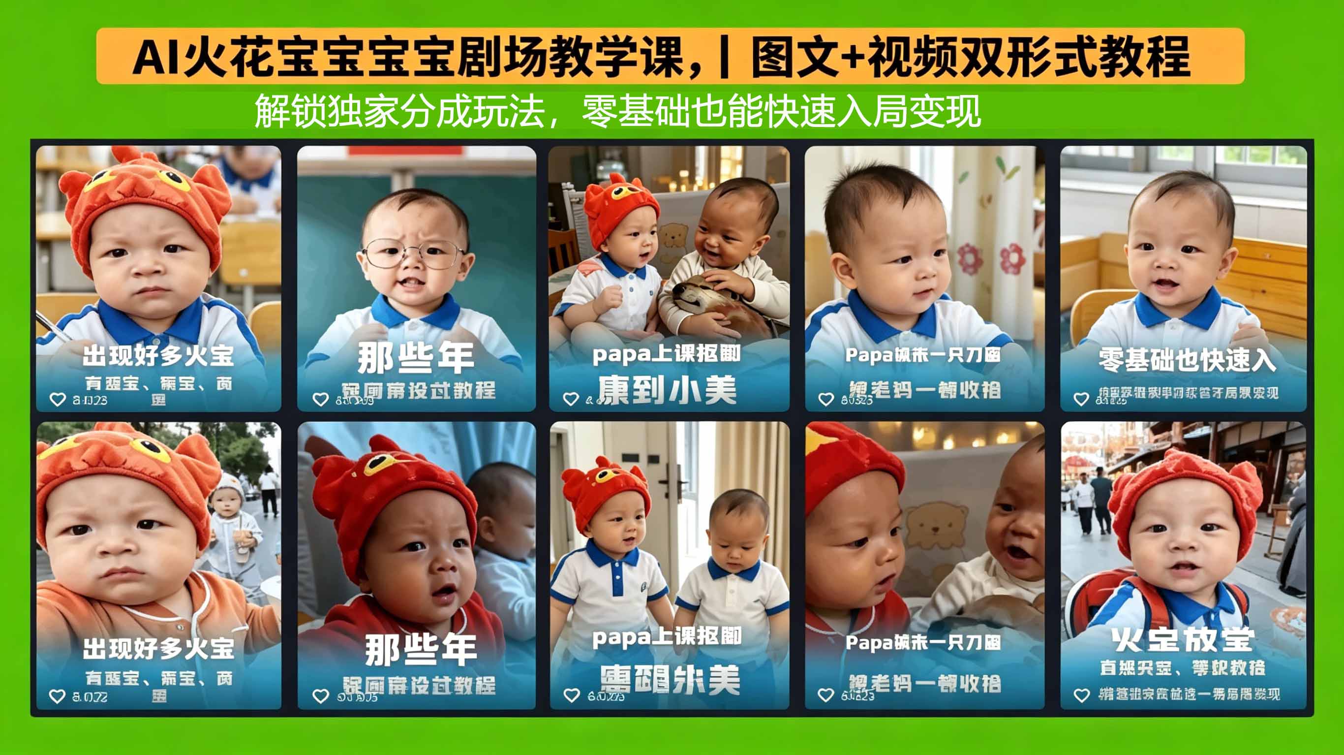 AI火花宝宝宝宝剧场教学课，图文+视频双形式教程，解锁独家分成玩法，零基础也能快速入局变现-御文网