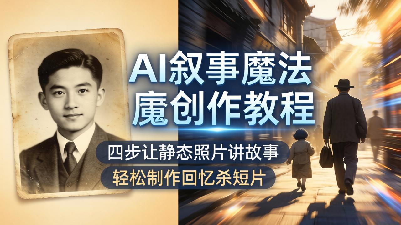 AI叙事魔法创作教程，四步让静态照片讲故事，老照片修复加动态特效，轻松制作回忆杀短片-御文网