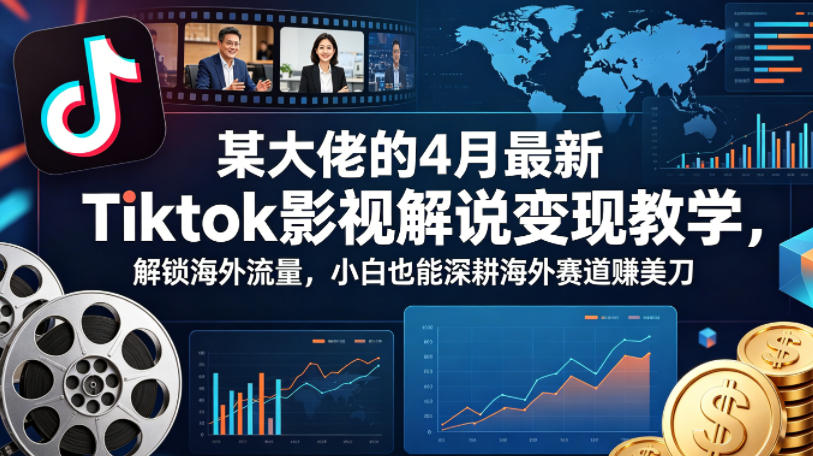 某大佬的4月最新Tiktok影视解说变现教学，解锁海外流量，小白也能深耕海外赛道賺美刀-御文网