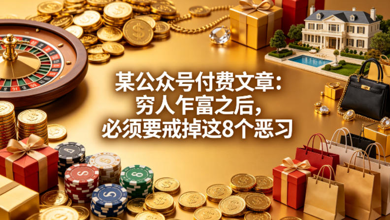 某公众号付费文章：穷人乍富之后，必须要戒掉这8个恶习-御文网