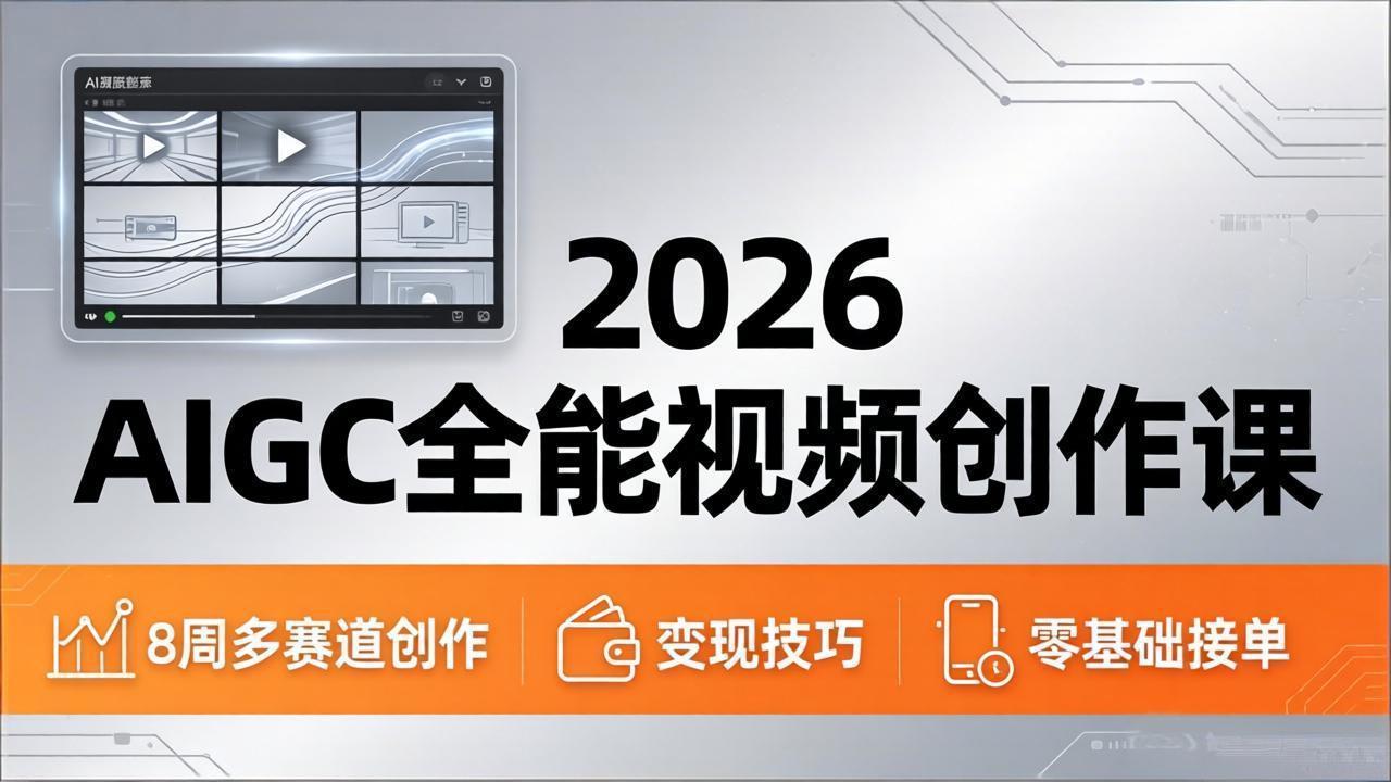 2026AIGC全能视频创作课，8周吃透多赛道创作+变现，零基础也能高效出片接单-御文网