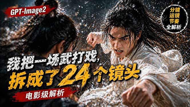 用GPT-Image2，把一段武打对决拆成24个连续镜头，从人物建立、动作衔接、运镜节奏，到情绪爆发-御文网