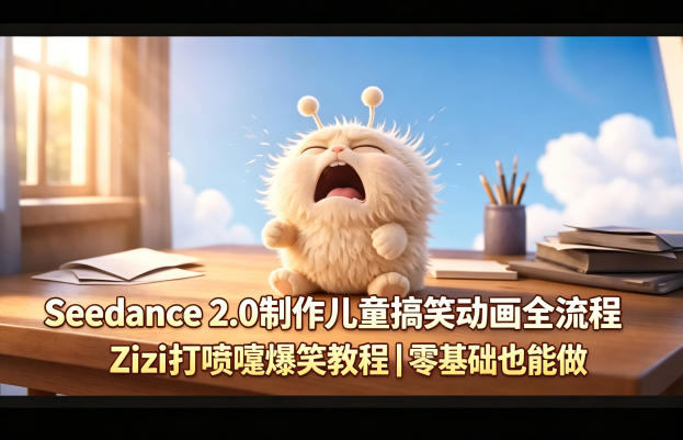 Seedance 2.0制作儿童搞笑动画全流程Zizi打喷嚏爆笑教程｜零基础也能做-御文网