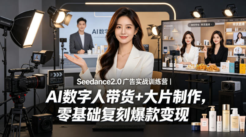 Seedance2.0广告实战训练营｜AI数字人带货+大片制作，零基础复刻爆款变现-御文网