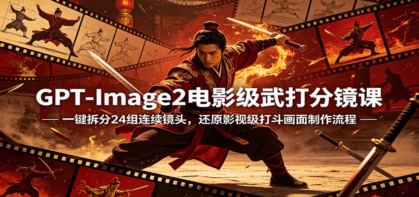 GPT-Image2电影级武打分镜课：一键拆分24组连续镜头，还原影视级打斗画面制作流程-御文网