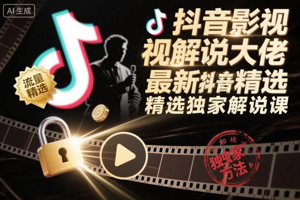 抖音影视解说大佬最新抖音进精选和独家方法,精选独家解说课(更新26年3月)-御文网