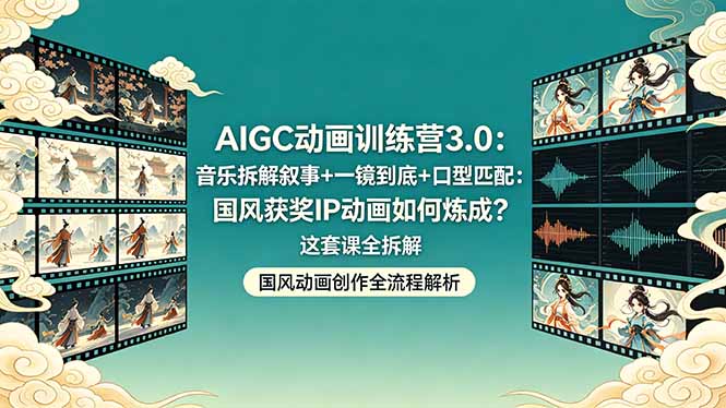 AIGC动画训练营3.0:音乐拆解叙事+一镜到底+口型匹配:国风获奖IP动画如何炼成?这套课全拆解-御文网