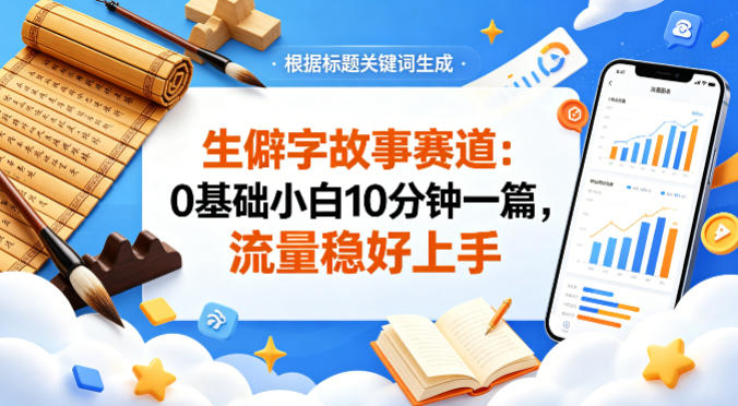 公众号流量主——生僻字故事赛道，流量稳，好上手，0基础小白也能10分钟一篇-御文网