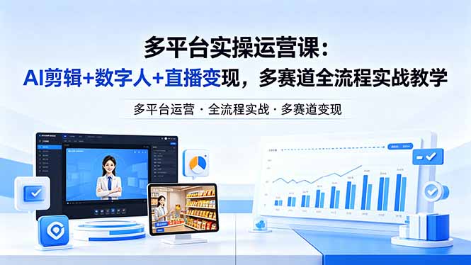 某团队多平台实操运营课-更新26年4月29：AI剪辑+数字人+直播变现，多赛道全流程实战教学-御文网