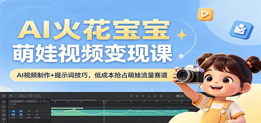 AI火花宝宝萌娃视频变现课：AI视频制作+提示词技巧，低成本抢占萌娃流量赛道-御文网