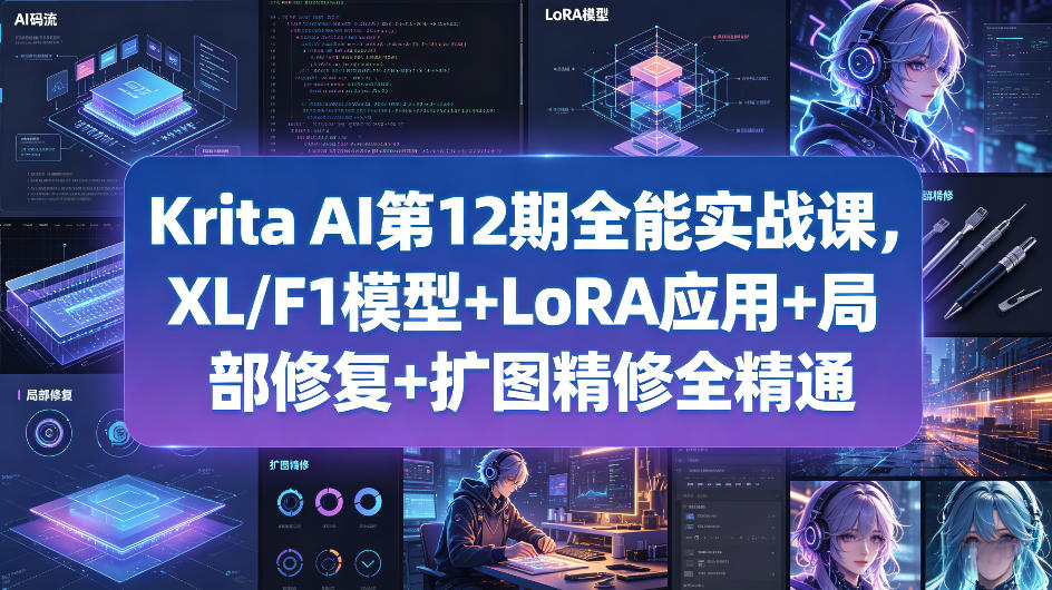Krita AI第12期全能实战课，XL/F1模型+LoRA应用+局部修复+扩图精修全精通-御文网