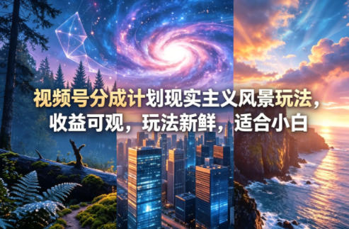 视频号分成计划现实主义风景玩法，收益可观，玩法新鲜，适合小白-御文网