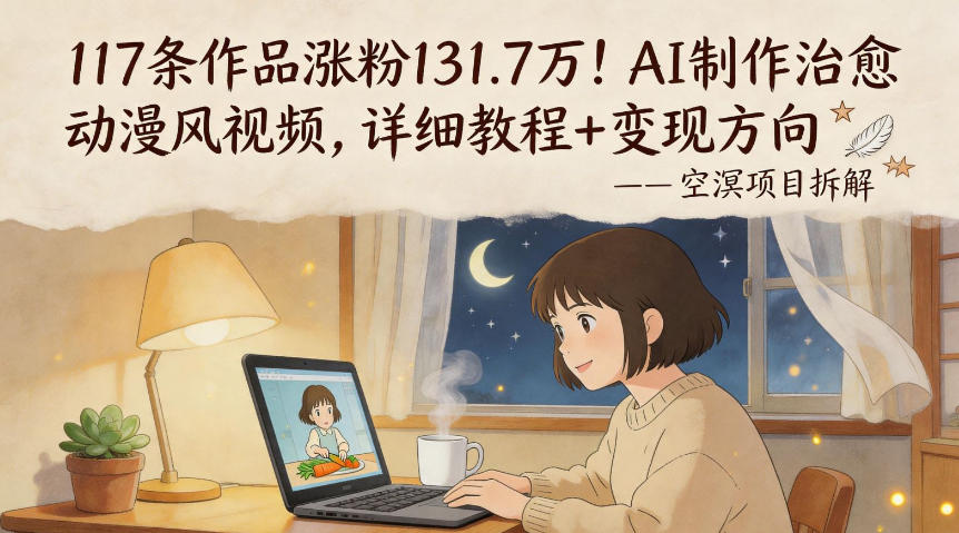 117条作品涨粉131.7W！AI制作治愈动漫风视频，详细教程+变现方向-御文网
