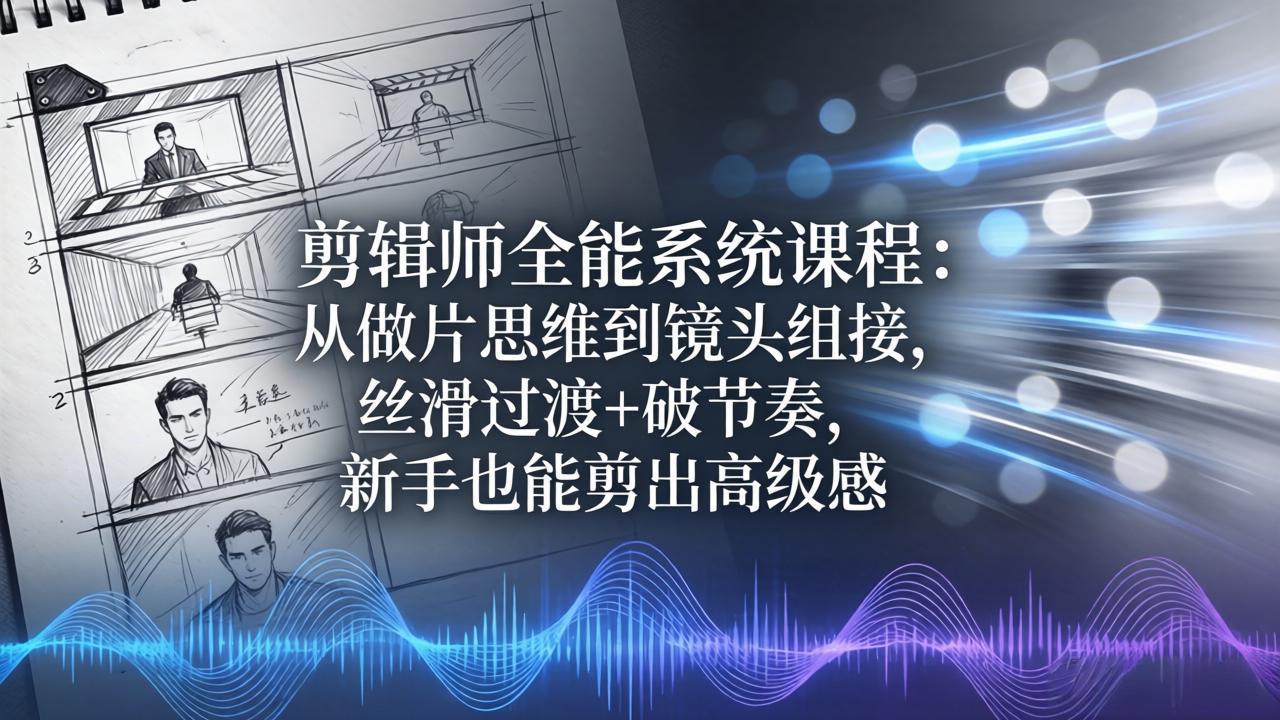 剪辑师全能系统课程：从做片思维到镜头组接，丝滑过渡+破节奏，新手也能剪出高级感-御文网