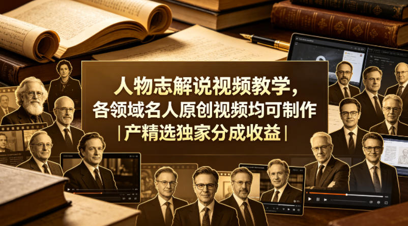 人物志解说视频教学，各领域名人原创视频均可制作丨精选独家分成收益(更新0430)-御文网